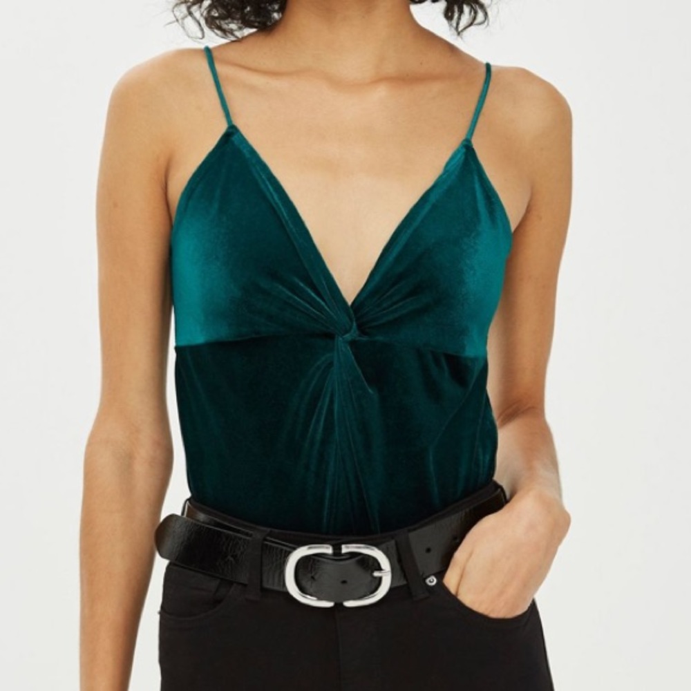 Dark green velvet topshop bodysuit